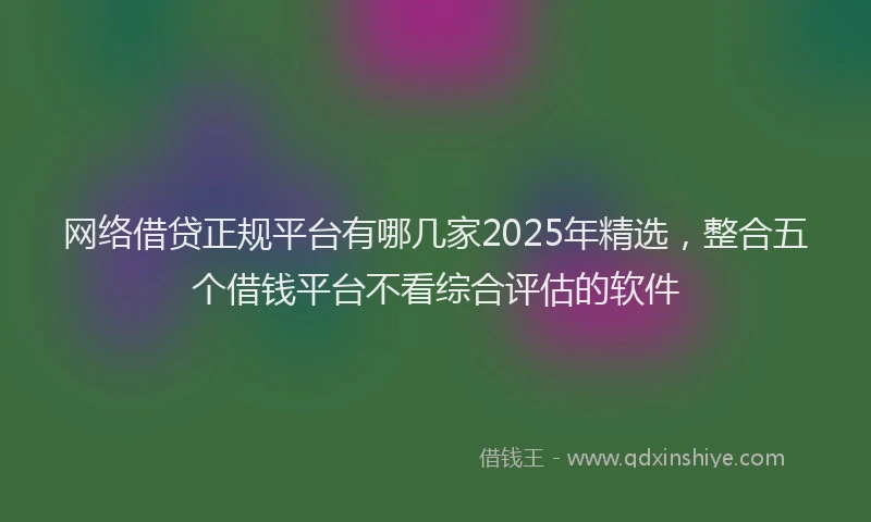 网络借贷正规平台有哪几家2025年精选，整合五个借钱平台不看综合评估的软件