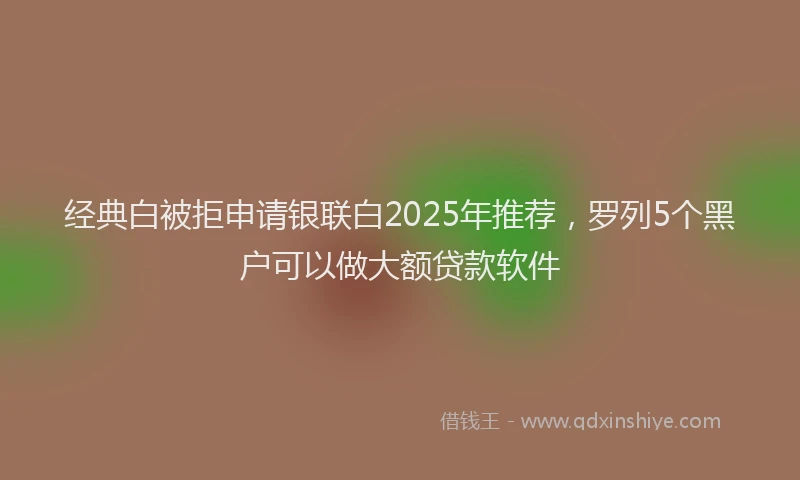 经典白被拒申请银联白2025年推荐，罗列5个黑户可以做大额贷款软件