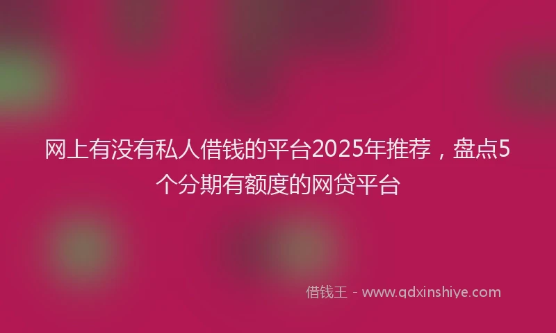 网上有没有私人借钱的平台2025年推荐，盘点5个分期有额度的网贷平台