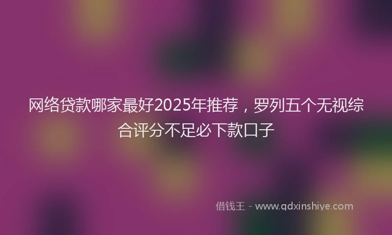 网络贷款哪家最好2025年推荐，罗列五个无视综合评分不足必下款口子