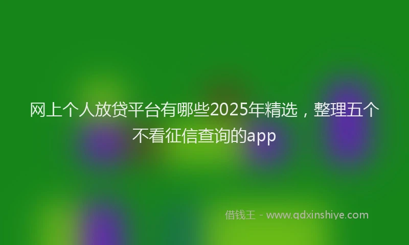 网上个人放贷平台有哪些2025年精选，整理五个不看征信查询的app