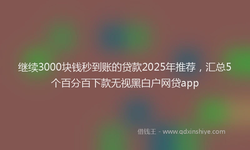 继续3000块钱秒到账的贷款2025年推荐，汇总5个百分百下款无视黑白户网贷app