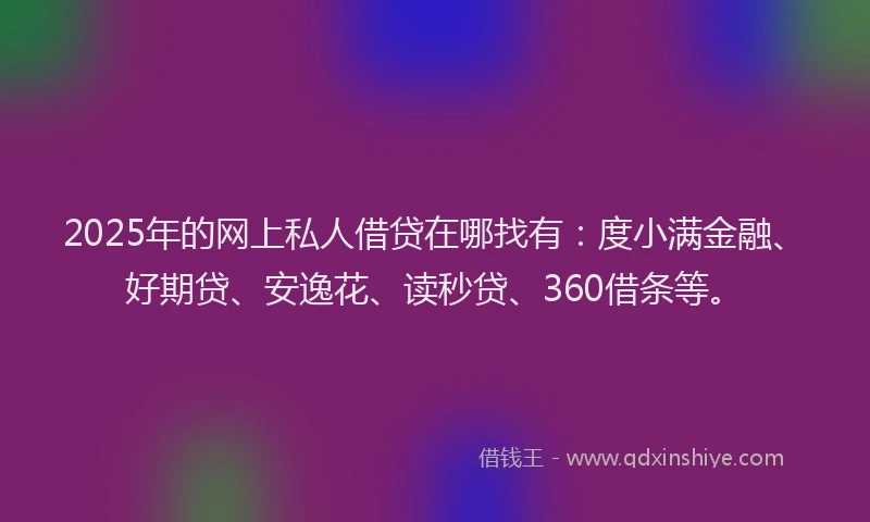 2025年的网上私人借贷在哪找有：度小满金融、好期贷、安逸花、读秒贷、360借条等。