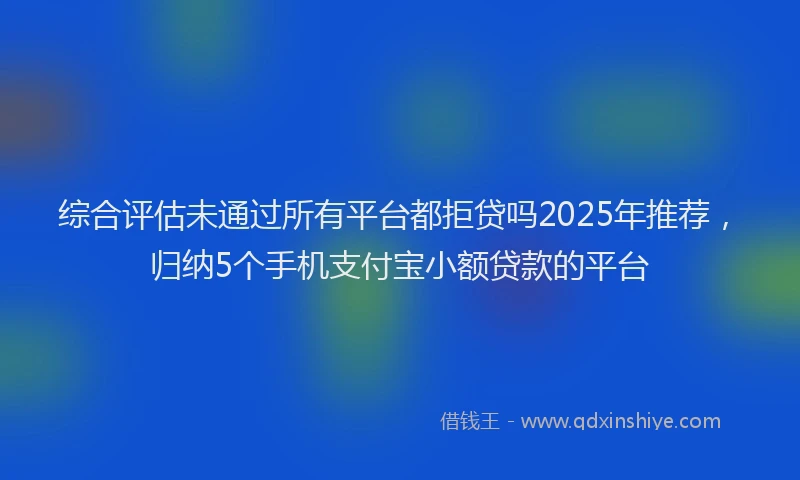 综合评估未通过所有平台都拒贷吗2025年推荐，归纳5个手机支付宝小额贷款的平台
