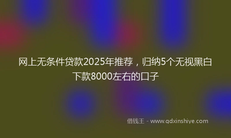 网上无条件贷款2025年推荐，归纳5个无视黑白下款8000左右的口子