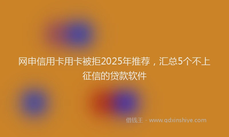 网申信用卡用卡被拒2025年推荐,汇总5个不上征信的贷款软件