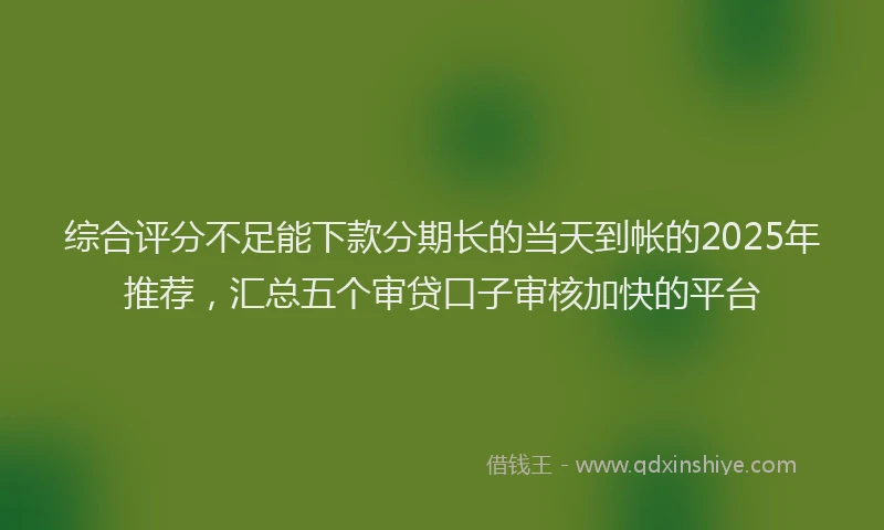 综合评分不足能下款分期长的当天到帐的2025年推荐，汇总五个审贷口子审核加快的平台