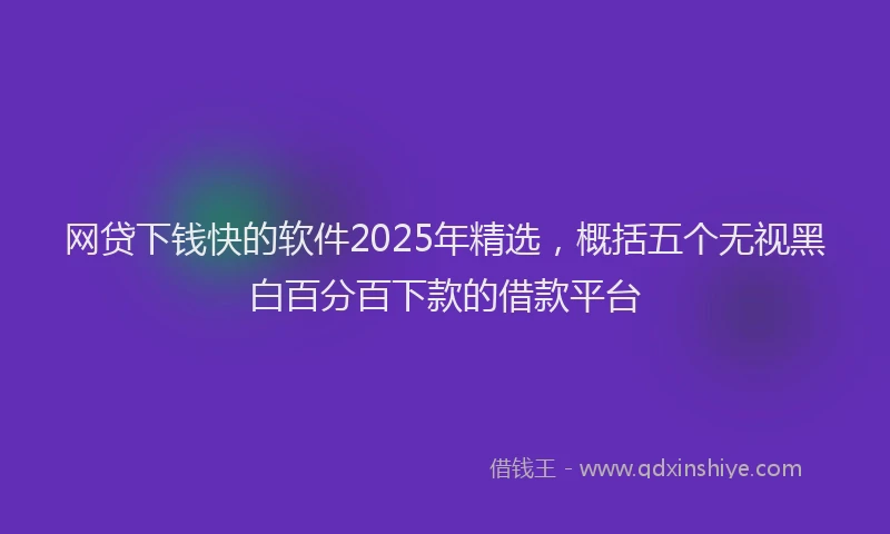 网贷下钱快的软件2025年精选，概括五个无视黑白百分百下款的借款平台