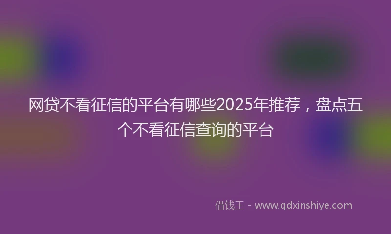 网贷不看征信的平台有哪些2025年推荐，盘点五个不看征信查询的平台