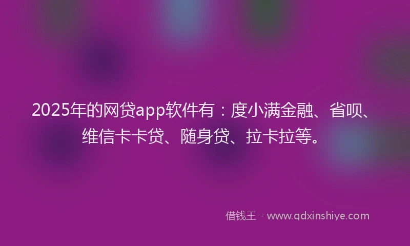 2025年的网贷app软件有：度小满金融、省呗、维信卡卡贷、随身贷、拉卡拉等。