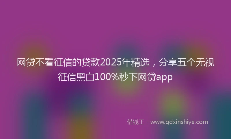 网贷不看征信的贷款2025年精选，分享五个无视征信黑白100%秒下网贷app