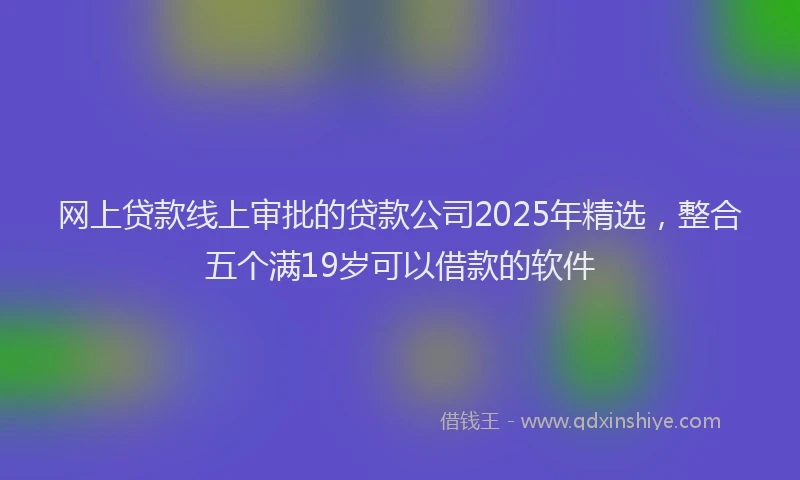 网上贷款线上审批的贷款公司2025年精选，整合五个满19岁可以借款的软件