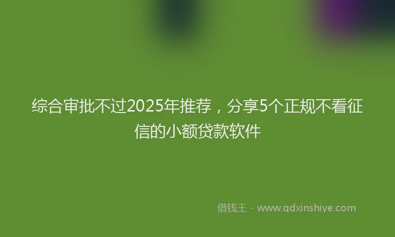 综合审批不过2025年推荐，分享5个正规不看征信的小额贷款软件