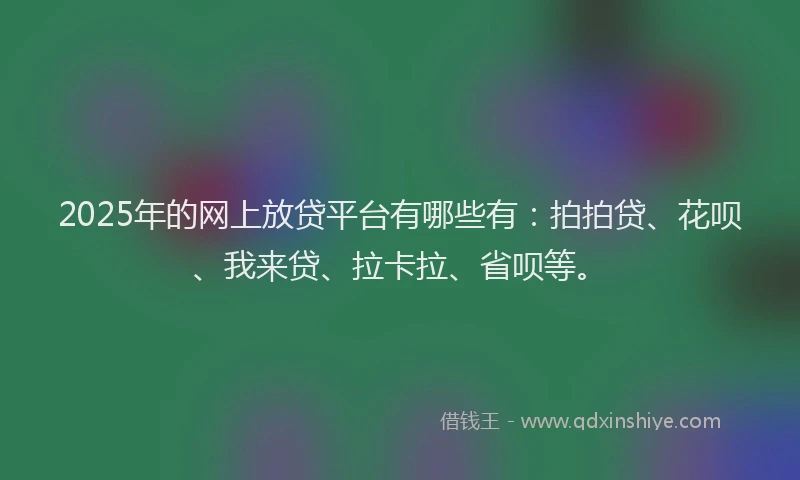 2025年的网上放贷平台有哪些有：拍拍贷、花呗、我来贷、拉卡拉、省呗等。