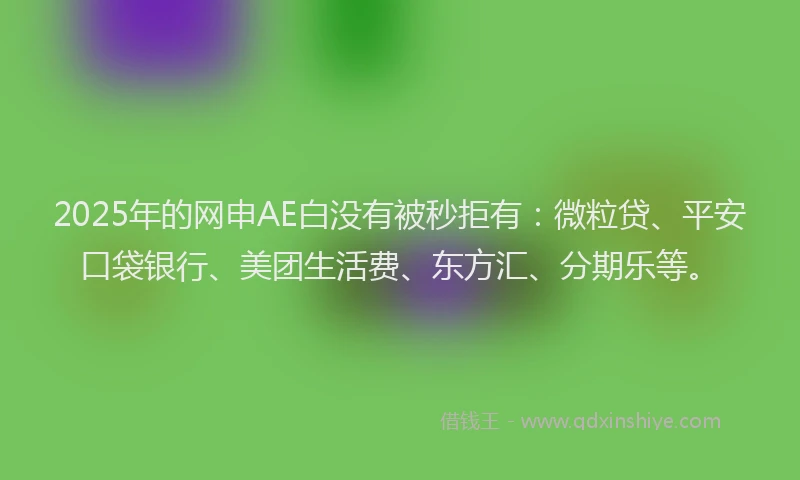 2025年的网申AE白没有被秒拒有：微粒贷、平安口袋银行、美团生活费、东方汇、分期乐等。
