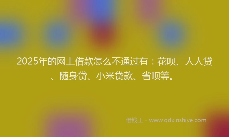 2025年的网上借款怎么不通过有：花呗、人人贷、随身贷、小米贷款、省呗等。