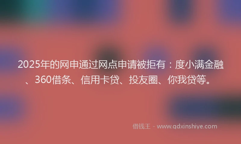 2025年的网申通过网点申请被拒有：度小满金融、360借条、信用卡贷、投友圈、你我贷等。