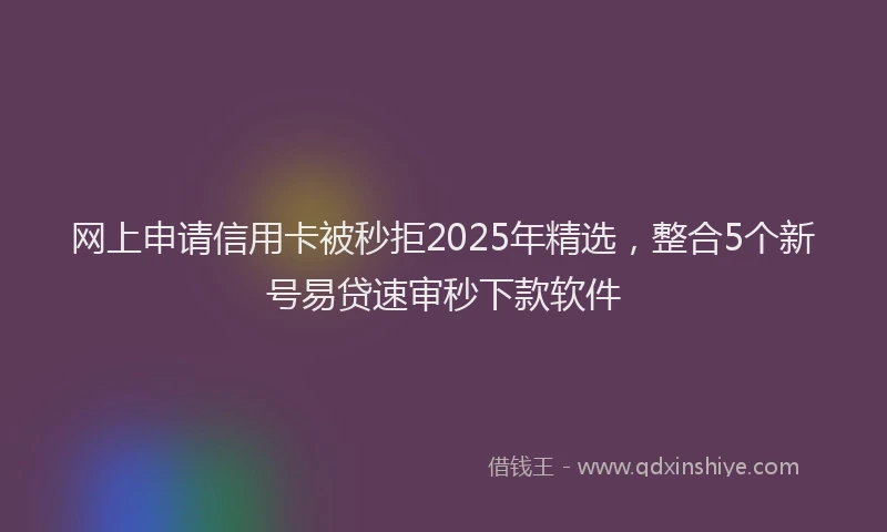 网上申请信用卡被秒拒2025年精选，整合5个新号易贷速审秒下款软件