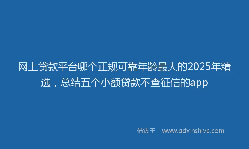 网上贷款平台哪个正规可靠年龄最大的2025年精选，总结五个小额贷款不查征信的app
