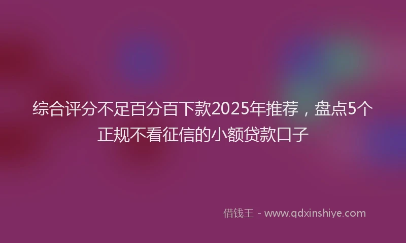 综合评分不足百分百下款2025年推荐，盘点5个正规不看征信的小额贷款口子