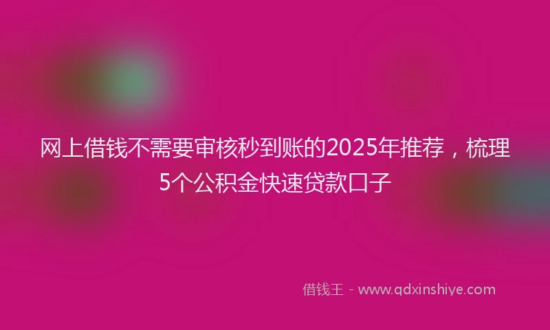 网上借钱不需要审核秒到账的2025年推荐，梳理5个公积金快速贷款口子