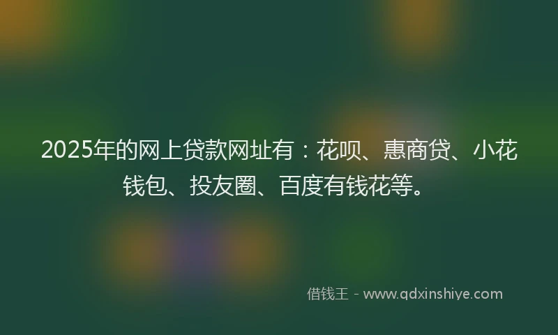 2025年的网上贷款网址有：花呗、惠商贷、小花钱包、投友圈、百度有钱花等。