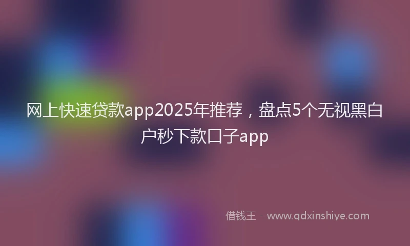 网上快速贷款app2025年推荐，盘点5个无视黑白户秒下款口子app