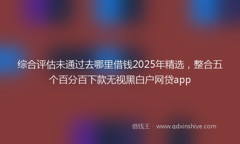 综合评估未通过去哪里借钱2025年精选，整合五个百分百下款无视黑白户网贷app