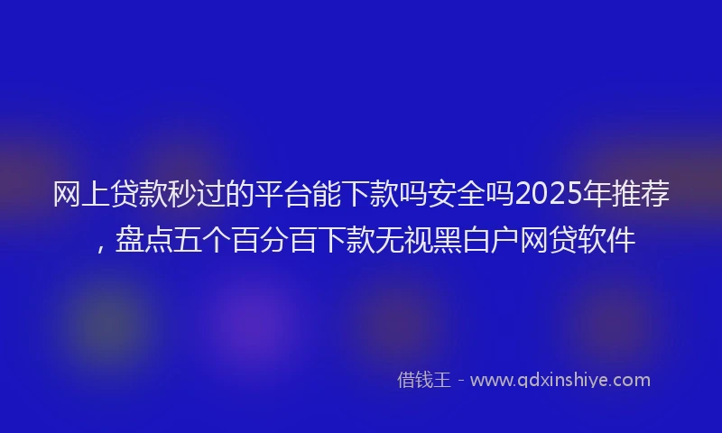 网上贷款秒过的平台能下款吗安全吗2025年推荐，盘点五个百分百下款无视黑白户网贷软件