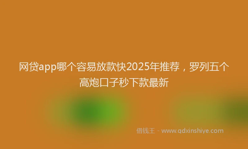 网贷app哪个容易放款快2025年推荐，罗列五个高炮口子秒下款最新