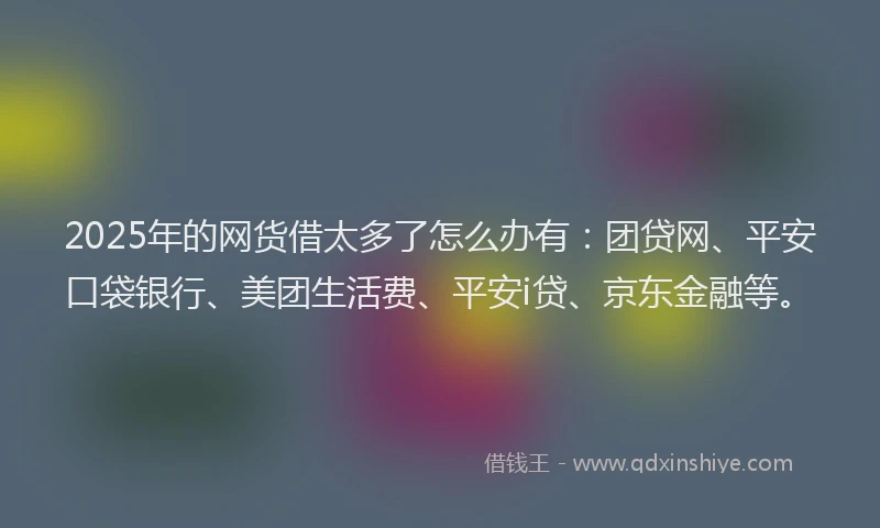 2025年的网货借太多了怎么办有：团贷网、平安口袋银行、美团生活费、平安i贷、京东金融等。
