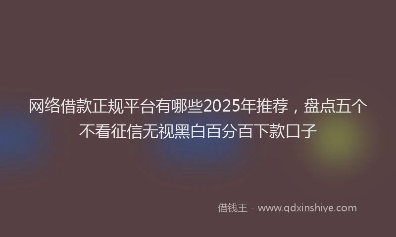 网络借款正规平台有哪些2025年推荐，盘点五个不看征信无视黑白百分百下款口子