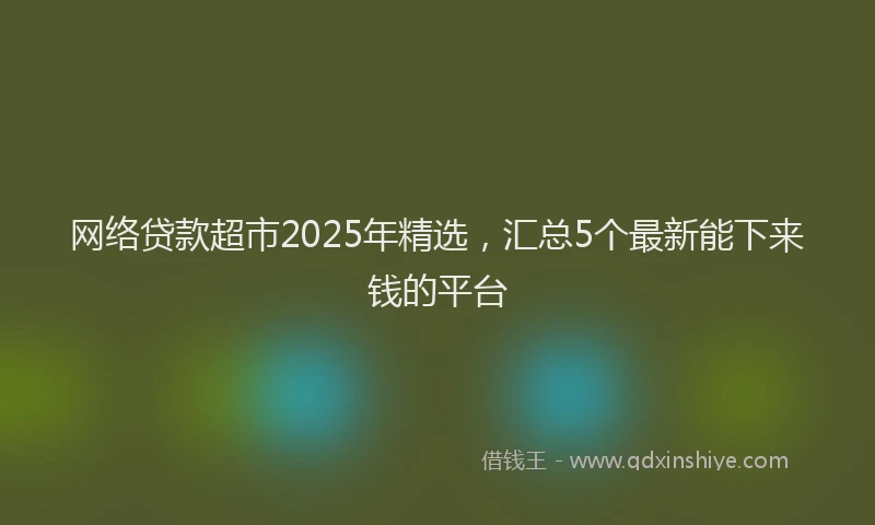 网络贷款超市2025年精选，汇总5个最新能下来钱的平台
