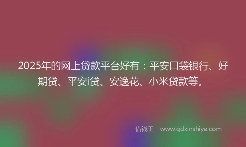 2025年的网上贷款平台好有：平安口袋银行、好期贷、平安i贷、安逸花、小米贷款等。