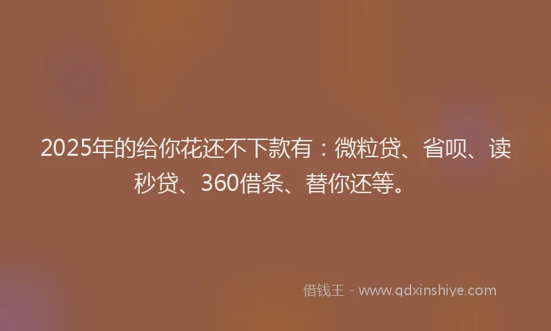 2025年的给你花还不下款有：微粒贷、省呗、读秒贷、360借条、替你还等。
