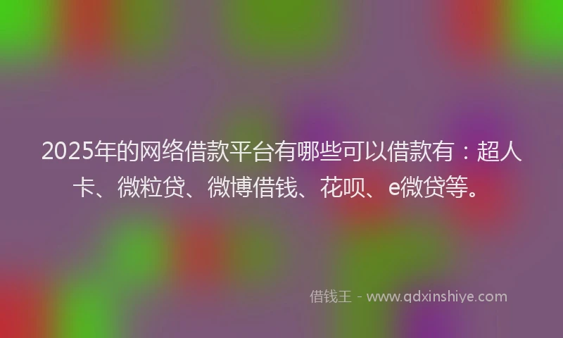 2025年的网络借款平台有哪些可以借款有：超人卡、微粒贷、微博借钱、花呗、e微贷等。