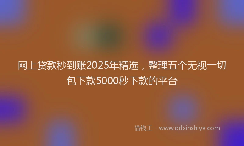 网上贷款秒到账2025年精选，整理五个无视一切包下款5000秒下款的平台