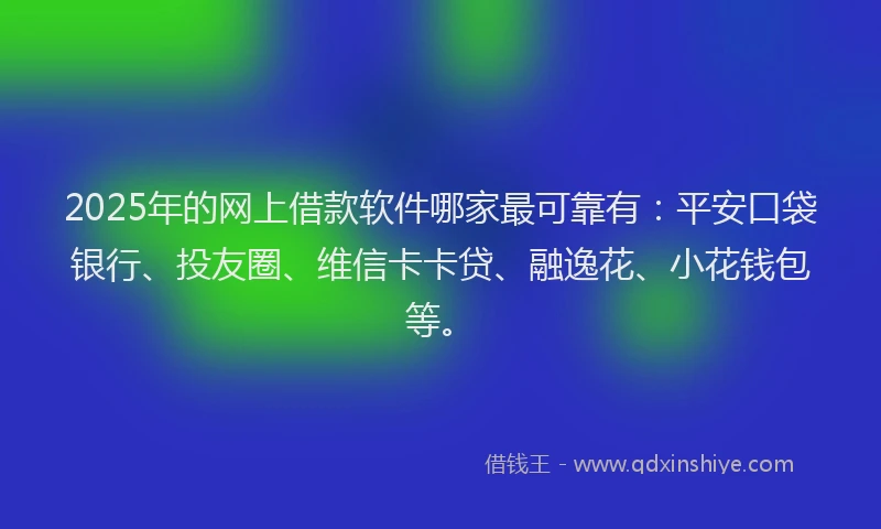 2025年的网上借款软件哪家最可靠有：平安口袋银行、投友圈、维信卡卡贷、融逸花、小花钱包等。