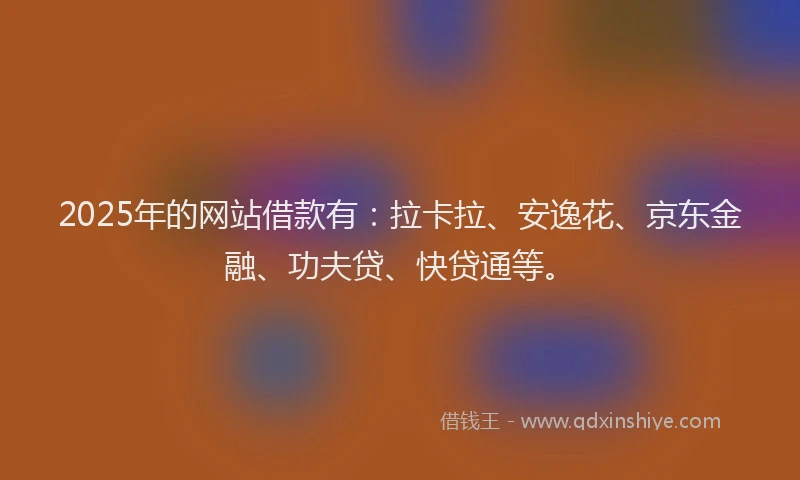 2025年的网站借款有：拉卡拉、安逸花、京东金融、功夫贷、快贷通等。