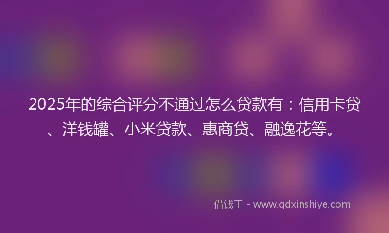 2025年的综合评分不通过怎么贷款有：信用卡贷、洋钱罐、小米贷款、惠商贷、融逸花等。