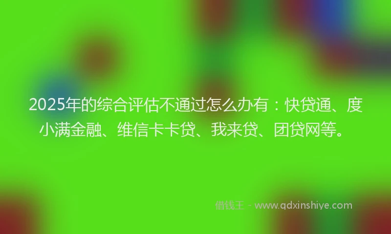 2025年的综合评估不通过怎么办有：快贷通、度小满金融、维信卡卡贷、我来贷、团贷网等。