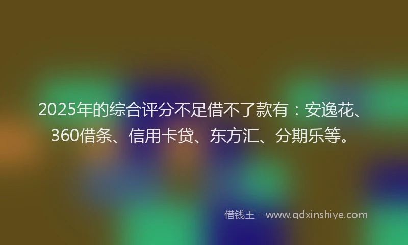 2025年的综合评分不足借不了款有：安逸花、360借条、信用卡贷、东方汇、分期乐等。