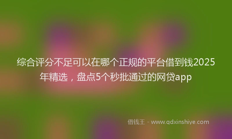 综合评分不足可以在哪个正规的平台借到钱2025年精选，盘点5个秒批通过的网贷app