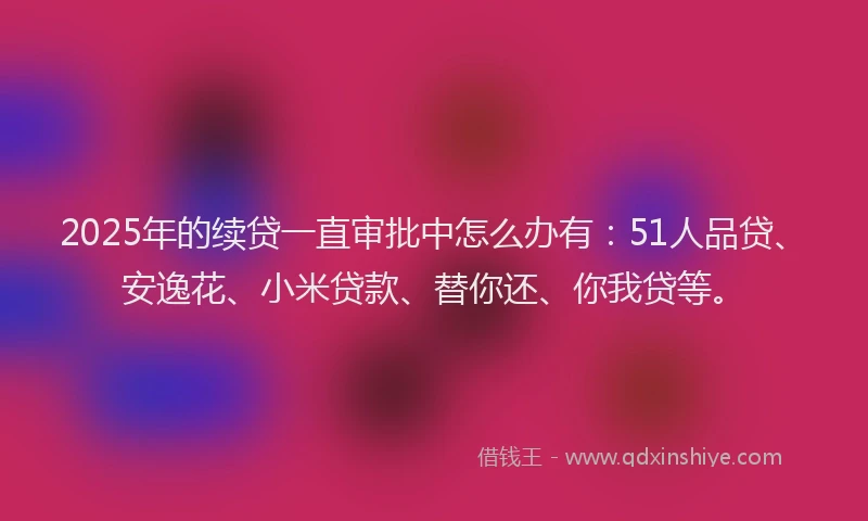2025年的续贷一直审批中怎么办有：51人品贷、安逸花、小米贷款、替你还、你我贷等。