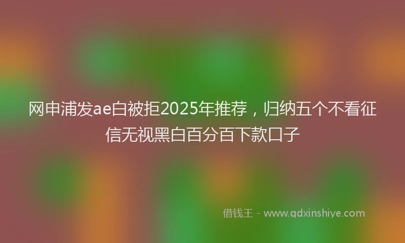 网申浦发ae白被拒2025年推荐，归纳五个不看征信无视黑白百分百下款口子