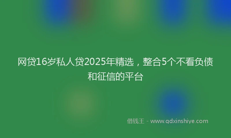 网贷16岁私人贷2025年精选，整合5个不看负债和征信的平台