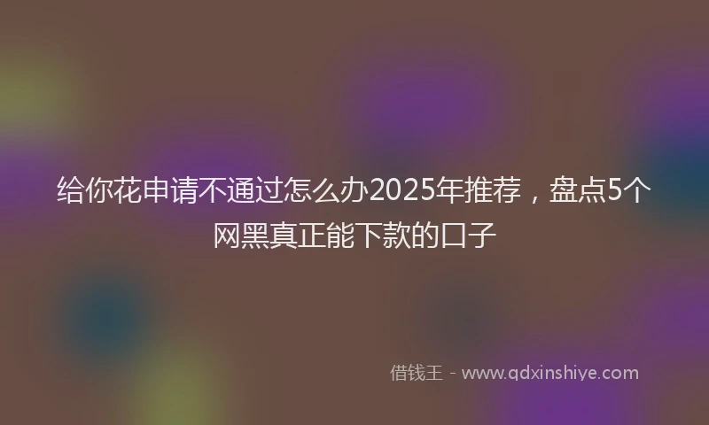 给你花申请不通过怎么办2025年推荐，盘点5个网黑真正能下款的口子