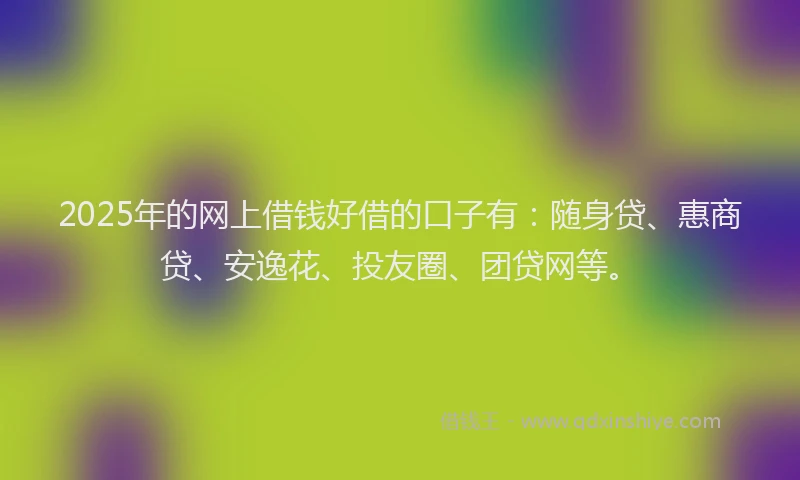 2025年的网上借钱好借的口子有：随身贷、惠商贷、安逸花、投友圈、团贷网等。