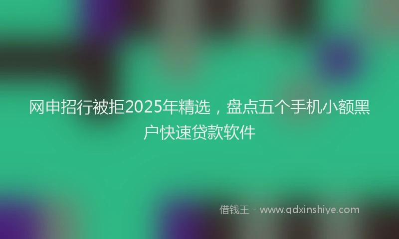 网申招行被拒2025年精选，盘点五个手机小额黑户快速贷款软件