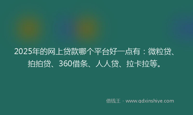 2025年的网上贷款哪个平台好一点有：微粒贷、拍拍贷、360借条、人人贷、拉卡拉等。